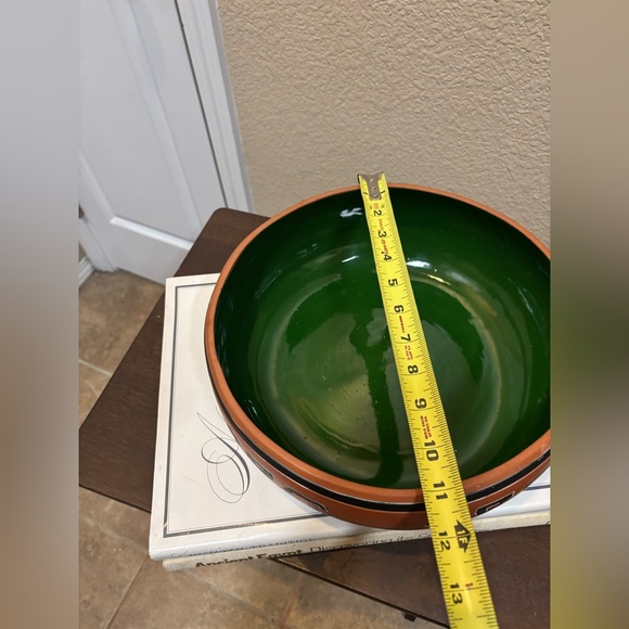 Hand Painted Mid Century Terracotta Green Interior Mexican Decorative Ball 11” - Picture 3 of 15